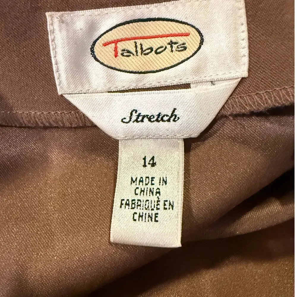 Talbots Vintage 90s Tan A Line Vegan Suede Embroidered Boho Skirt 14 Camel Brown